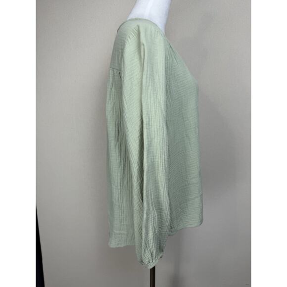 Entro Women's Blouse Sz M Button Up Long Sleeves Green Classic Casual - Picture 4 of 12